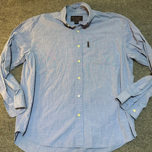 Abercrombie & Fitch Other - Abercrombie & Fitch Mens Large Blue Cotton Long Sleeve Button‎ Down Shirt Pocket
